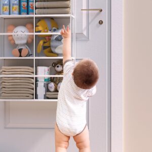 ALLTIDYUP Clear Over The Door Organizer 5 Shelf, Door Hanging Organizer with 10 Large Capacity Pockets, Behind The Door Storage for Pantry Dorm Room Bedroom Closet Nursery and Sundries, White