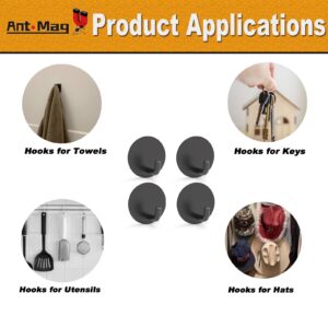 Ant Mag Magnetic Key Hooks 4 Pack Wall Mounted for Hanging Key Towel Bag Hat Scarf Wreath on Metal Surface for Home Kitchen Bathroom Fridge Cabinet Entryway