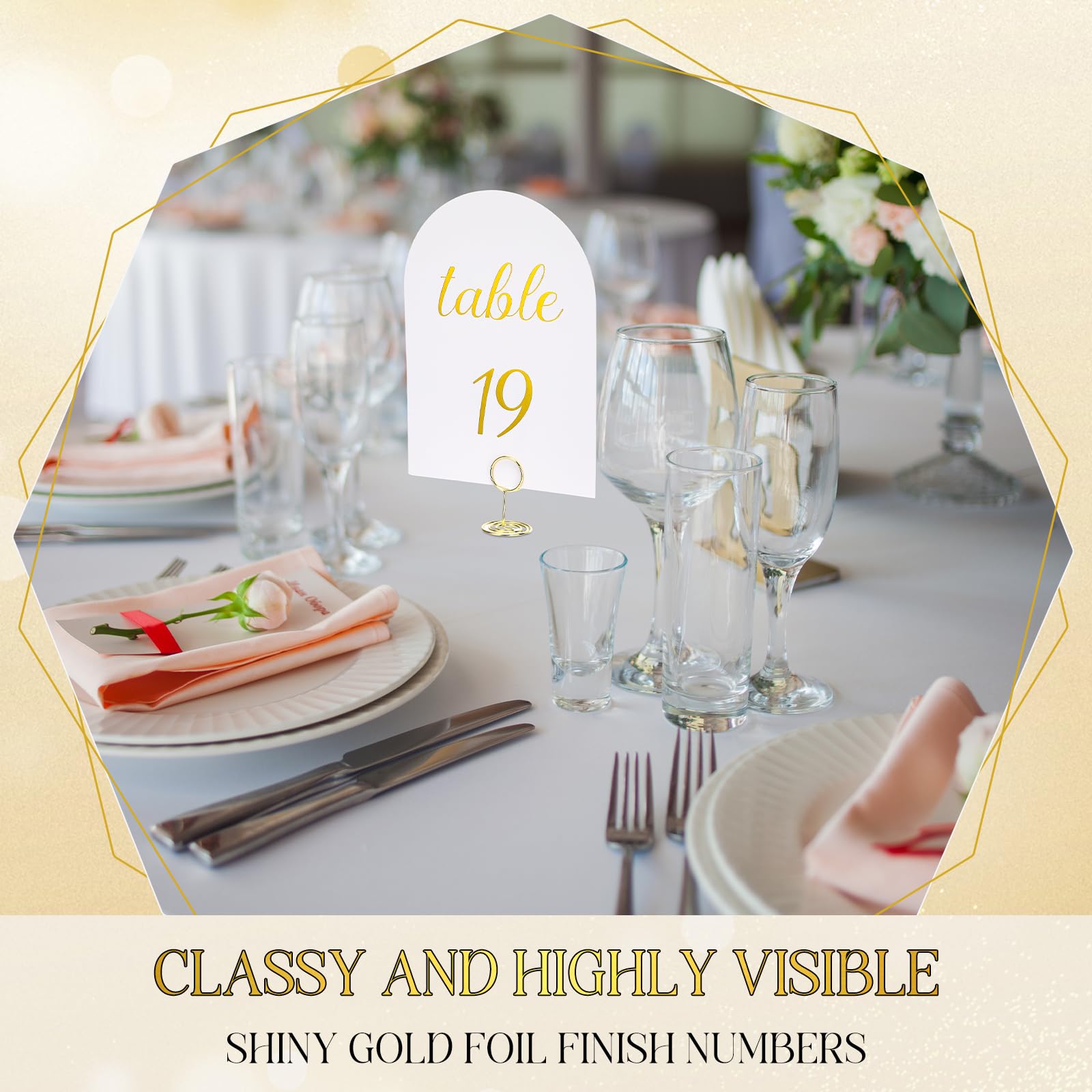 CroBlissful Gold Table Numbers 1-30 with Head Table Number Card and Holders, 5 x 7 Inch Arched Place Seating Sign Double Sided Table Numbers for Wedding Reception Anniversary Birthday Party Restaurant