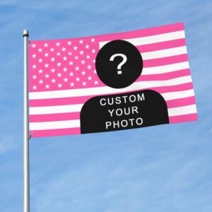 ansting custom america flag with photo personalized tapestry poster, design your image, for decor, clubs, concerts, bars, dorms, living rooms, bedrooms (pink)