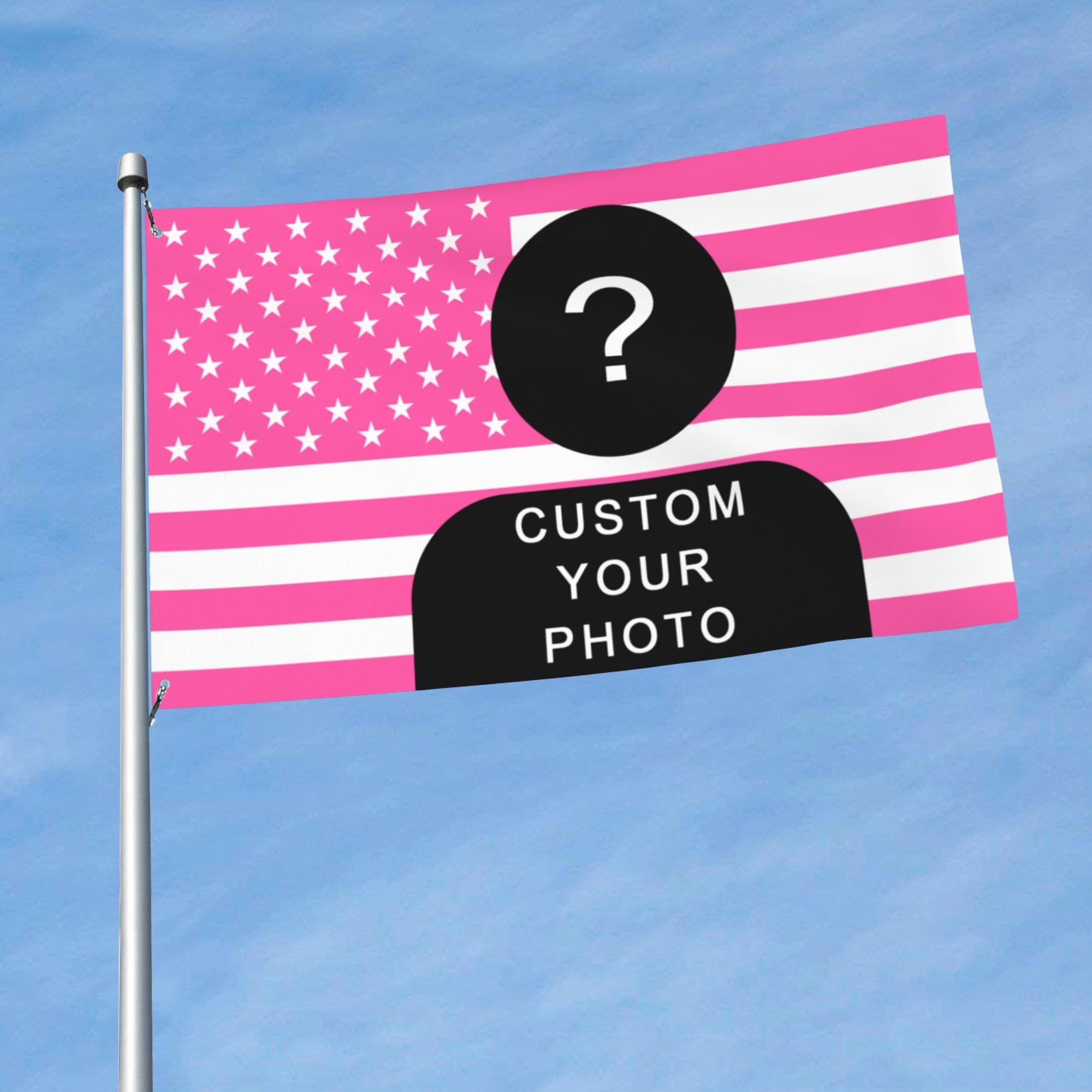 ANSTING Custom America Flag with Photo Personalized Tapestry Poster, Design Your Image, For Decor, Clubs, Concerts, Bars, Dorms, Living Rooms, Bedrooms (Pink)