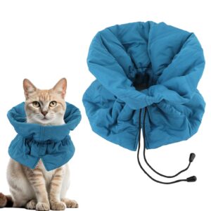 cat recovery collar, adjustable soft cat neck protector breathable cat cone collar lightweight waterproof kitten cone alternative for puppies, stop licking (m, blue)