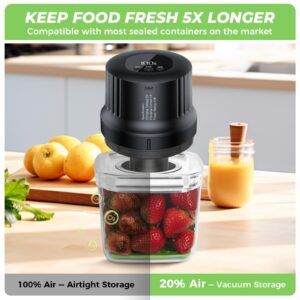 YANOY Electric Mason Jar Vacuum Sealer Kit for Wide Mouth and Regular Mouth Mason Jars, Food Saver Bags & Vacuum Seal Containers, 𝟮𝟬𝟮𝟰 𝐒𝐦𝐚𝐫𝐭 𝐔𝐩𝐠𝐫𝐚𝐝𝐞 - 𝐁𝐥𝐚𝐜𝐤 𝐏𝐫𝐨