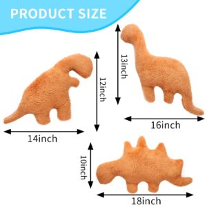 Fomoom Dino Nugget Pillow Plush, 18 inches Dinosaur Chicken Nugget Pillow Stuffed Plush Toy, Funny Dinosaur Theme Party Room Decor Birthday Gift for Boys Girls(3 Pcs)