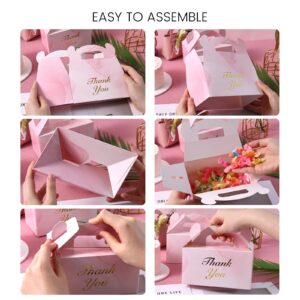 VGOODALL 16PCS Party Favor Boxes, Mini Pink Gable Boxes Marbleized Gift Boxes Thank You Gift Boxes Treat Boxes for Birthday Wedding Party Bridal Shower, 6×3.5×3.4 Inch