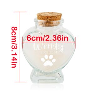 Personalized Pet Fur Memorial Jar, Memorial Bottle for Pet Hair, Personalized Pet Hair Keepsake Bottle, Pet Memorial Urn Glass Bottles, Dog Cat Hair Ashes Storage Box, Sympathy Gift for Pet Lover