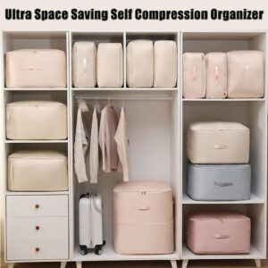 Space Saving Self Compression Organizer, Heavy Duty Moving Bags, Ultra Space Saving Storage Tote for Comforters, Clothes, Blankets, Bedding (Gray, L(21.2 * 16.5 * 11.8in))