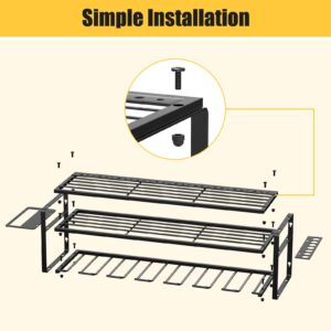 Xverycan Power Tool Organizer for Tool Storage, Wall Mounted Drill Holder, Tool Holder & Storage Rack for Garage Organizer, 3 Layer Heavy Duty Metal Tool Shelf with 7 Battery Holder Rack