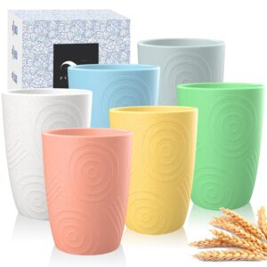 pyrmont wheat straw cups 16 oz alternative to plastic cups set of 6,plastic cups reusable tumblers cups kids cups dishwasher safe,unbreakable drinking cups,plastic drinking cups for kitchen,camping