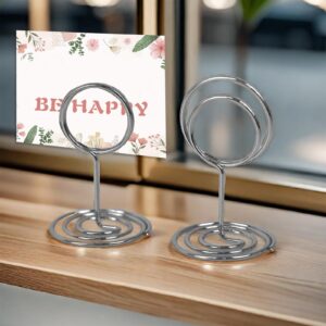 Beiskll Table Number Holders Mini+Tall, Place Card Holders, Photo Holders, Wire Picture Holders, for Wedding Anniversary Birthday Party (20PCS Silver)