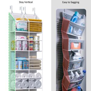 ALLTIDYUP Clear Over The Door Organizer 5 Shelf, Door Hanging Organizer with 10 Large Capacity Pockets, Behind The Door Storage for Pantry Dorm Room Bedroom Closet Nursery and Sundries, White