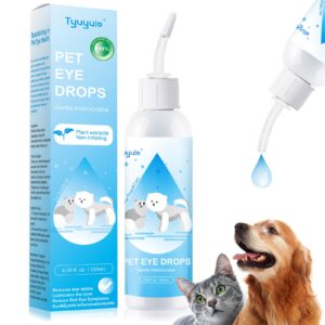 tyuyuio eye drops for dogs and cats,tear ttain remover for pets eye infection allergy, dry eye condition,safe for all animals 4.06oz