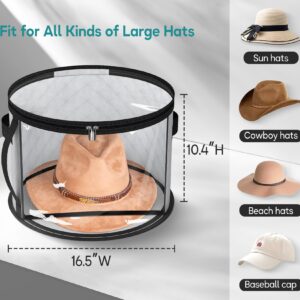 AOODA Oversized Clear Hat Storage Bag for Women, Holds up to 7 Caps Cowboy Hat Organizer for Closet, Wide Brims Hat Case with Carrying Handles (Grey)