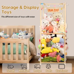 Extra Large Stuffed Animal Storage Wooden Stuff Animal Organizer 63" Stuffed Animal Holder Stuffed Animal Zoo Kids Plush Toys Cage Stuffed Animal Display for Playroom Bedroom Nursery Room Decor Corner