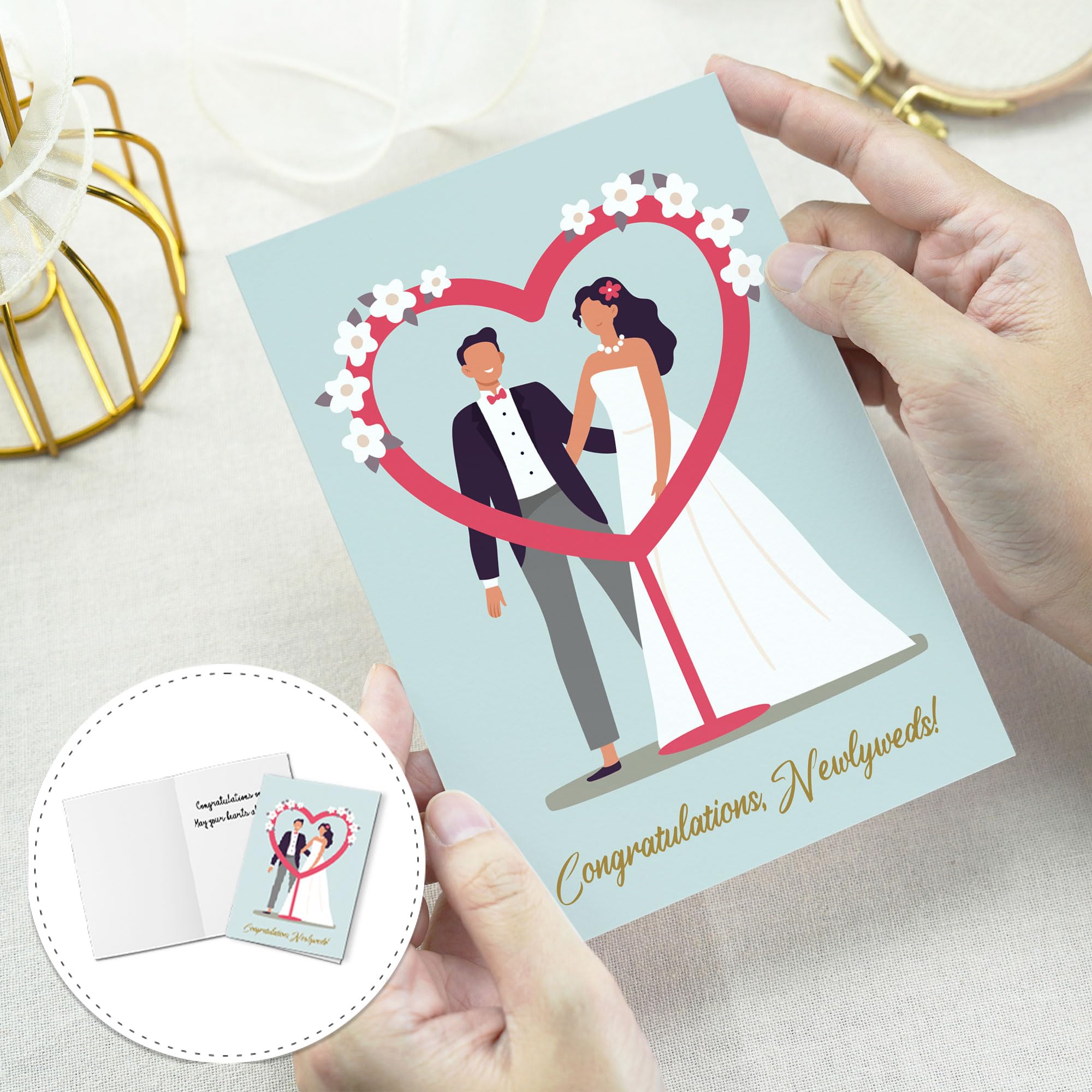 BIROYAL 12 Wedding Cards for Bride and Groom with Envelopes, 5"x8" Wedding Card Congratulations, Blank Inside Bridal Shower Cards, Wedding Shower Cards for Engagement, Wedding Congratulations, Newlywed