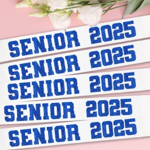 8 Pcs White Senior 2025 Sashes with Royal Blue Glitter Letters - Graduation Celebration sash, Senior Sashes Class of 2025, Senior Cheer Sash, Class Competition Sashes, Graduation Party Supplies