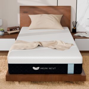 HEIM NEST Twin Mattress, 10-Inch Gel Memory Foam for Cooling Sleep & Pressure Relief, Twin Size Mattress for Bunk Bed, Medium Firm with Motion Isolation, CertiPUR-US Certified