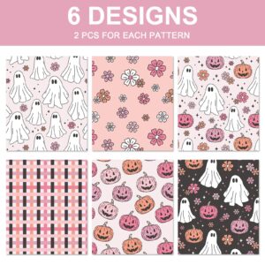 Generic AnyDesign 12 Sheets Halloween Wrapping Paper - Not Roll - Pink White Ghost Pumpkin Gift Wrap Paper Folded Flat Cute Art Paper for DIY Crafts, 19.7 x 27.6 Inch