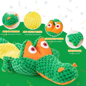 KEITTPEET Crocodile Squeaky Plush Dog Toys, Interactive Dog Toys with Soft Fabric, Puppy Toys to Keep Them Busy, Dog Chew Toys for Small, Medium, and Large Dogs - Green