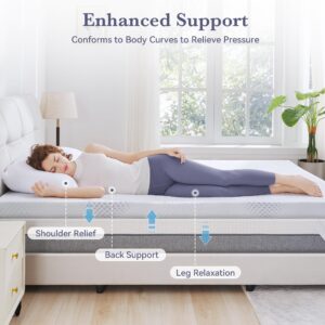 SINWEEK 3 Inch Gel Memory Foam Mattress Topper Queen Size, Mattress Pad for Body Pressure Relief, Cooling Bed Topper with Breathable Soft Cover, CertiPUR-US Certified, Medium Version.