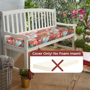 IN4 Care Patio Bench Cushion Covers for Outdoor Furniture with Ties, Water Resistant Loveseat/Settee Cushion Slipcover 48x18x3 Inch for Swing Porch Garden (Replacement Cover Only)-Chili Red Floral