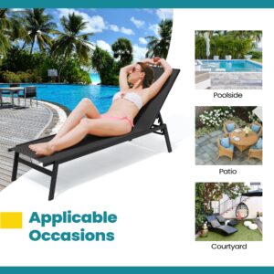 Pellebant Outdoor Lounge Chairs Set of 2, Patio Chaise Lounge, Rustproof Pool Lounge Chairs for Pool Deck Sunbath with Adjustable Backrest(2PCS,Black)