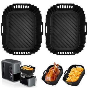 fioxcomko silicone air fryer liners for ninja double stack air fryer sl401, perforated dual air fryer silicone liners,air fryer accessories for ninja air fryer 2 basket dz401/dz550