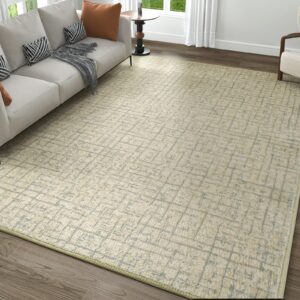 belffin area rugs 5x7, medium thick washable living room rug, abstract lines modern floor carpet for bedroom, dining room and kitchen, no-slip, stain resistant, foldable, beige