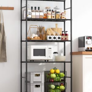 Sakugi Storage Shelves - 5 Tier Shelf Organizer, Heavy Duty Garage Shelving Unit with Leveling Feet, Stable Metal Shelves Organizer for Pantry, Kitchen and Closet, 33.1" W X 12.6" D X 72.0" H, Black