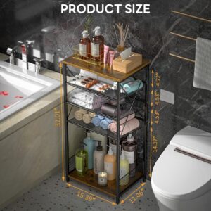 ThreeHio 5 Tier Bathroom Storage Shelf, Bathroom Standing Shelf with fences, Freestanding Shelving Units and Storage Hair Tool Organizer Stand Table Floor Open Shelf for Living Room, Bedroom, Bathroom