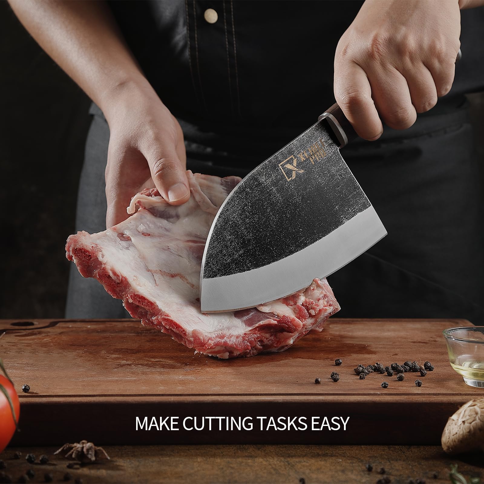 XCHIEF PRO 6.6'' Meat Cleaver - Serbian Chef Knife, Sharp Butcher Knife for Meat Cutting, Japanese High-Carbon Kitchen Chopping Knife for BBQ, Gift Idea, Cooking Knife with Premium Gift Box