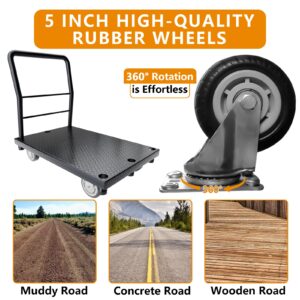 SGOLAN 2in1 Panel Truck Cart, Drywall Cart Platform Trucks 2500 lbs Capacity Lumber Cart Flatbed Cart 38" x 24" Heavy Duty Push Cart with 1Front and 3 Side Handrails& Swivel Casters