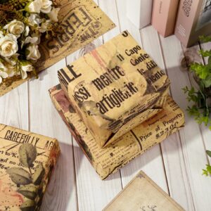 JarThenaAMCS 12 Sheets Vintage Wrapping Paper - Not Roll - Rose Floral Old Newspaper Style Gift Wrap Paper Folded Flat Retro Art Paper for DIY Crafts, 19.7 x 27.6 Inch