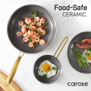 CAROTE Ceramic Tri-Ply Stainless Steel Cookware Set, 10Pcs Stainless Steel Pots and Pans with Tempered Glass Lids, Stay-Cool Handles, Dishwasher and Oven Safe up to 500°F