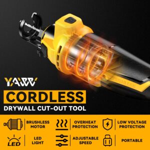 Cordless Drywall Cut-Out Tool for Dewalt 20V Battery, 3 Speed Adjustable Brushless Rotary Saw with Up to 30000 RPM, Compact Spiral Saw Kit for Cutting Wood Drywall,Sheetrock,Wood, (Bare Tool Only)