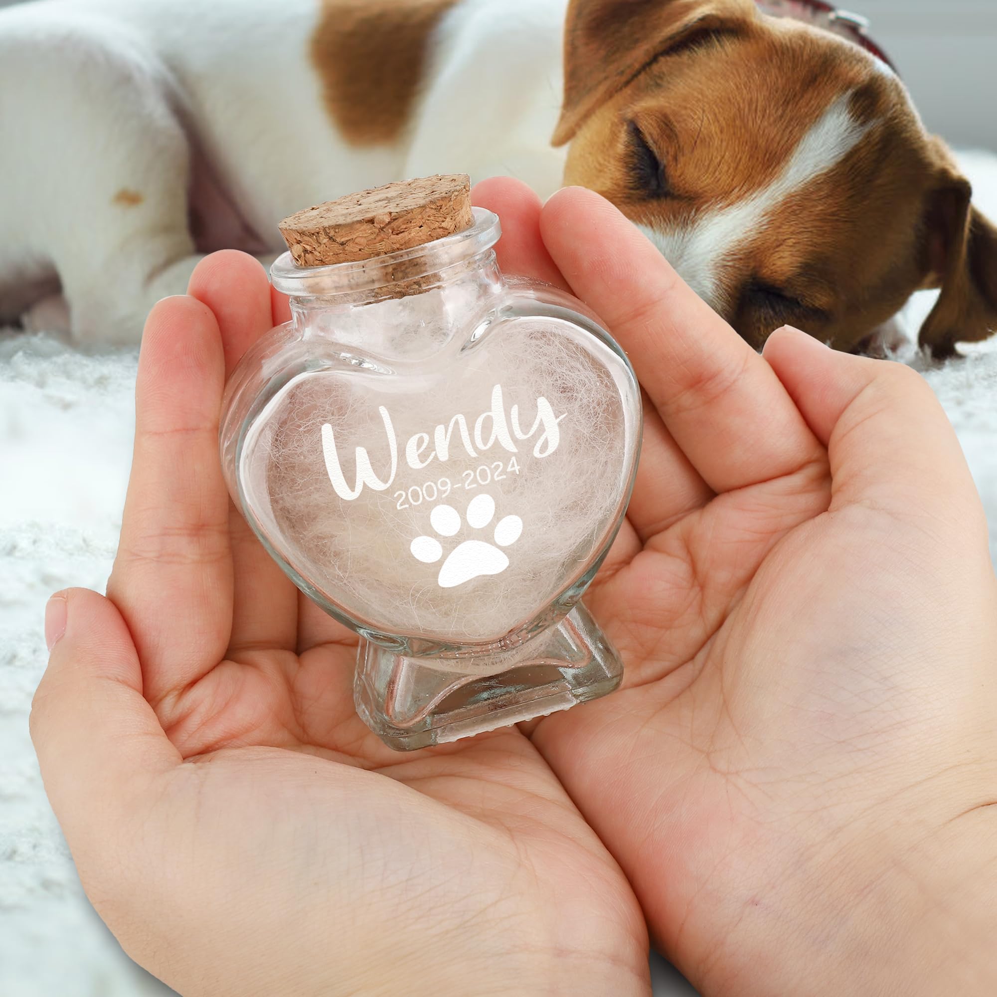 Personalized Pet Fur Memorial Jar, Memorial Bottle for Pet Hair, Personalized Pet Hair Keepsake Bottle, Pet Memorial Urn Glass Bottles, Dog Cat Hair Ashes Storage Box, Sympathy Gift for Pet Lover