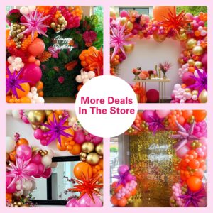 137Pcs Pink and Orange Balloons Garland Arch Kit with Stars - 5 10 12 18 inch Hot Pink Light Pink Orange Gold Latex Balloons for Birthday Baby Shower Graduation Tropical Party Decorations