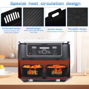 Fioxcomko Silicone Air Fryer Liners for Ninja double stack air fryer SL401, Perforated Dual Air Fryer Silicone Liners,Air Fryer Accessories for Ninja Air Fryer 2 Basket DZ401/DZ550