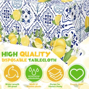 Potchen 194 Pcs Capri Lemon Birthday Party Supplies Lemon Disposable Tableware Set Capri Lemon Banner Paper Plates Napkins Cups Cutlery Tablecloth for Bridal Shower Party Decor, Serves 24 Guests