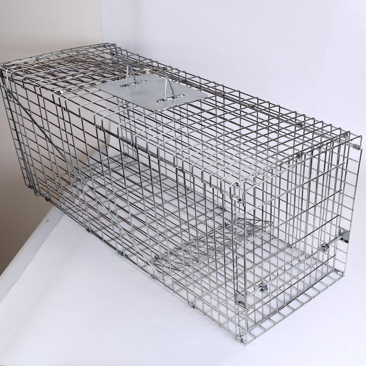 ECOOOL Large Live Animal Trap Cage 30""x11""x12"" Collapsible Heavy Duty Humane Live Animal Trap for Raccoons,Squirrel,Cats,Gopher,Beavers,Chipmunk,Groundhogs,Shunks,Easy to Catch and Release, Silver