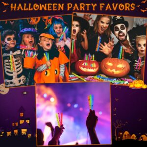 24 Pcs Halloween Party Favors Glow Stick with Gift Cards,Halloween Light Up Toys Bulk Hanging Wands,Halloween Decoration Goodie Bags Fillers Basket Stuffers Classroom Prizes for Kids Trick or Treats