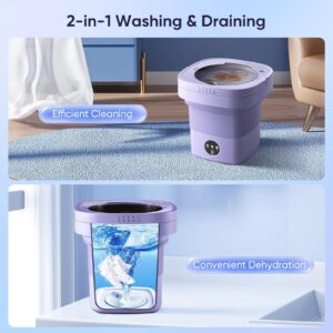 Portable Washing Machine, 6.5L Capacity Mini Foldable Washer with Drain Basket, 2-in-1 Laundry Machine for B-aby Clothes, Underwear, Apartment, Camping, RV, Travel