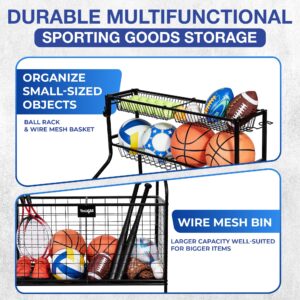 Yes4All Garage Sports Equipment Organizer, Garage Ball Storage, Rolling Ball Storage for Indoor/Outdoor Use, Steel, Black