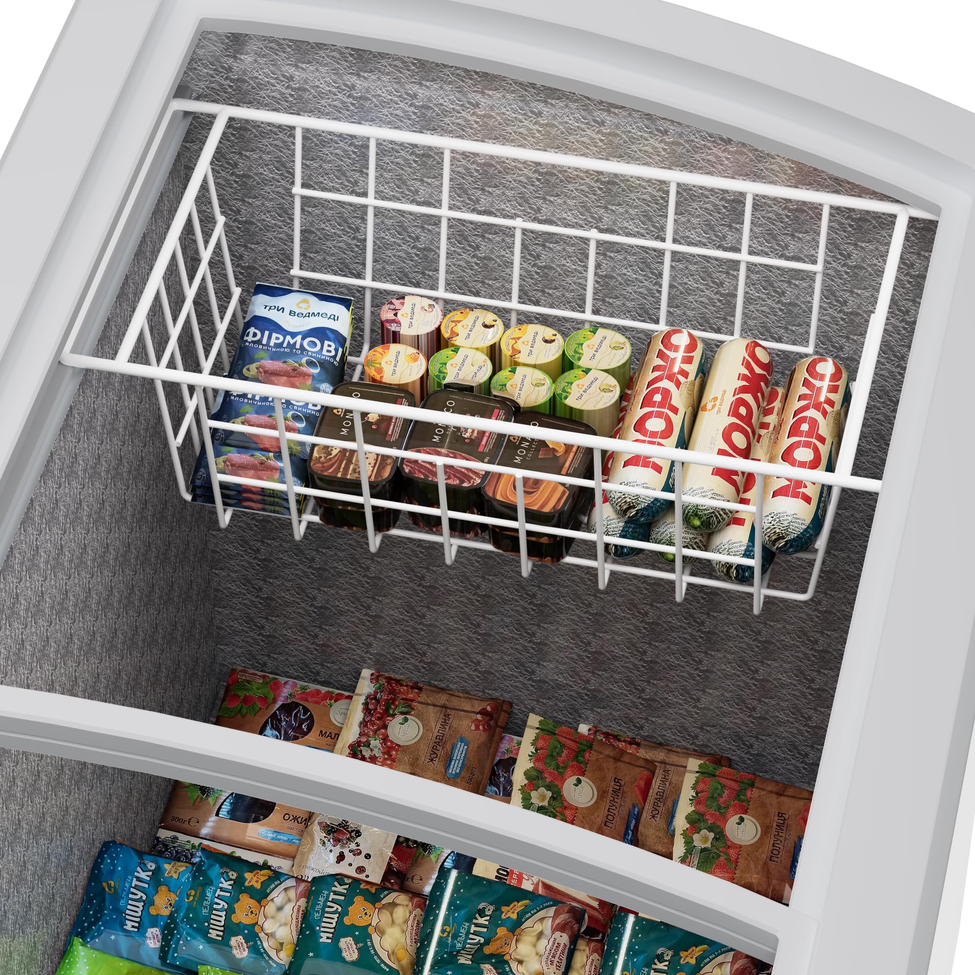 SANNO Chest Freezer Basket,Large Wire Baskets Freezer Organizer Bins, Sturdy Metal Wire Freezer Organizer for Home Kitchen, 17.5in