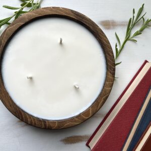 Bonneville Handmade Candles | 7 1/2" x 2" Hand Poured Pine Wood Bowl Candle, 3 Wick Dough Bowl Candle | Up to 35 Hour Burn Time | 100% Soy Wax | Scented Candle Rustic Holiday (Toasted Pumpkin Spice)