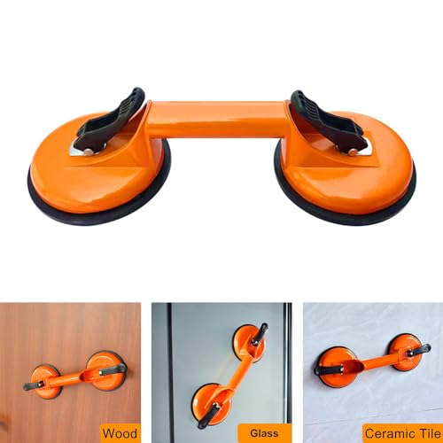 Shkalacar Glass Suction Cups Heavy Duty Aluminum Alloy Vacuum Plate Handle Glass Holder Hooks to Lift Large Glass/Tile Suction Cup Lifter/Moving Glass/Pad for Lifting/Dent Puller