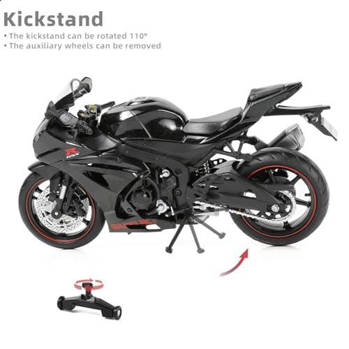 Risopen 1/12 SUZUK 1000R Motorcycle Model Toy Mini Alloy Metal Diecast Motorcycle Model Black Motorcycle Model Toy Sport Motorcycle Racing Model Collection Gift for Men Kid Boy (SUZUK GSX R1000R)