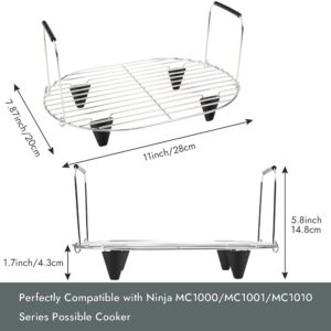 BYKITCHEN Roast and Steamer Rack Compatible with Ninja Foodi Possible Cooker Pro 8.5 Quart MC1000, MC1001, MC1010 Slow Cooker Crock, Ninja Possible Cooker Pro Accessories with Silicone Feet & Handles