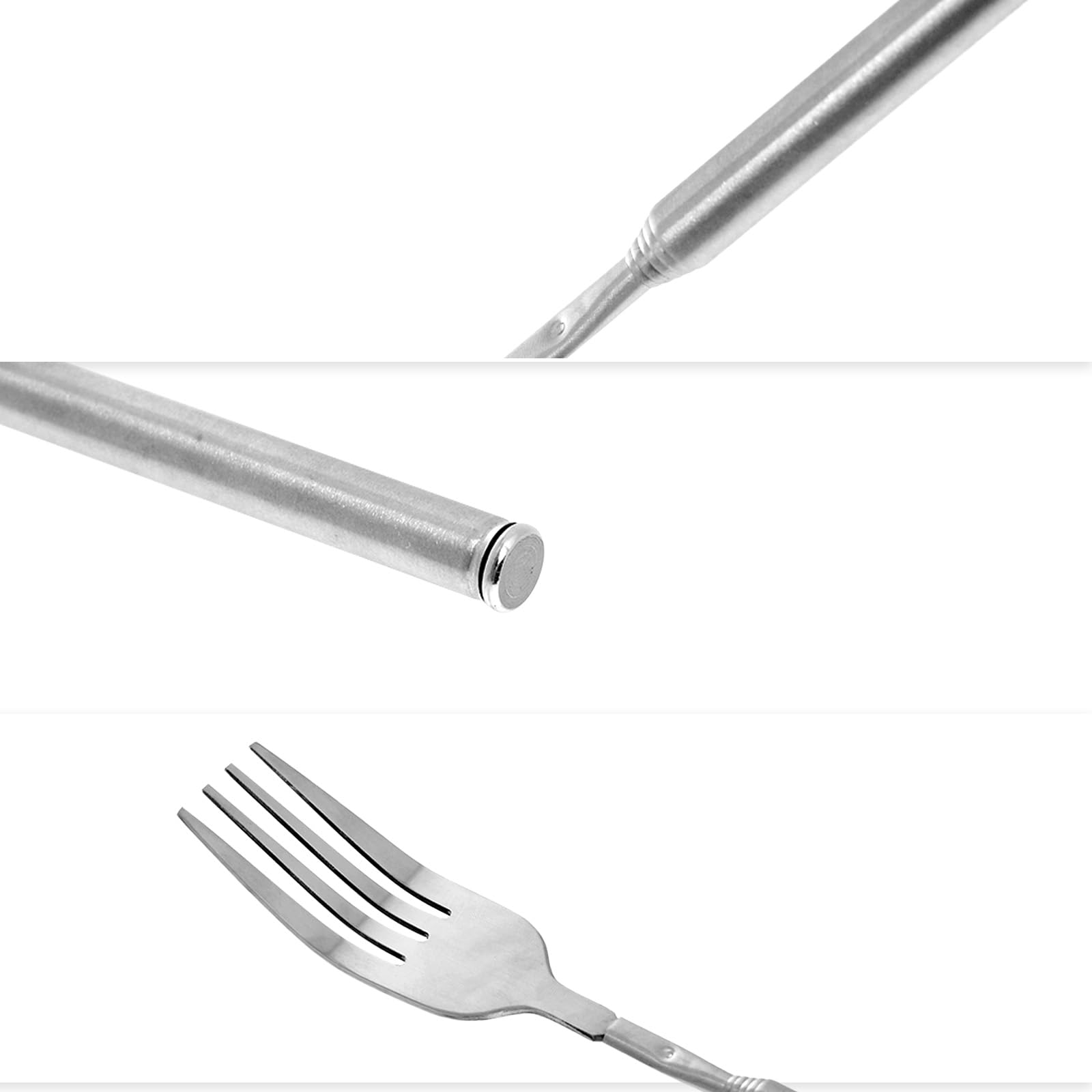 Lystaii 2Pcs Stainless Steel Telescopic Fork Extendable Fork Dinner Fork Dinner Fruit Dessert Long Handle Fork Long Stainless Steel Retractable Fork Sturdy