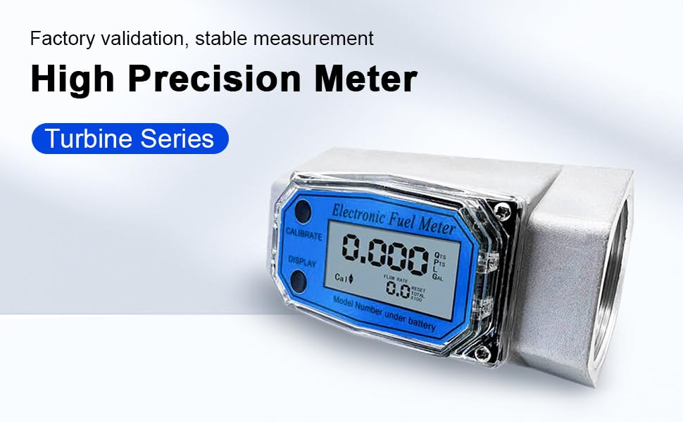 Digital Turbine Flow Meter Fuel Flow Meter Electronic 2 Inch Fuel Meter with Digital Display Gas Oil Fuel Flow Meter Water Flow Meter ±1% Accuracy for for Measure Diesel Kerosene and Water